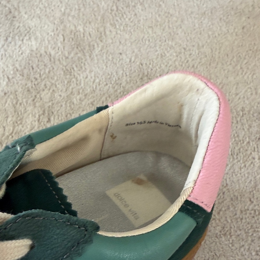 Dolce Vita Green and Pink Lace-Up Sneakers - Picture 6 of 8